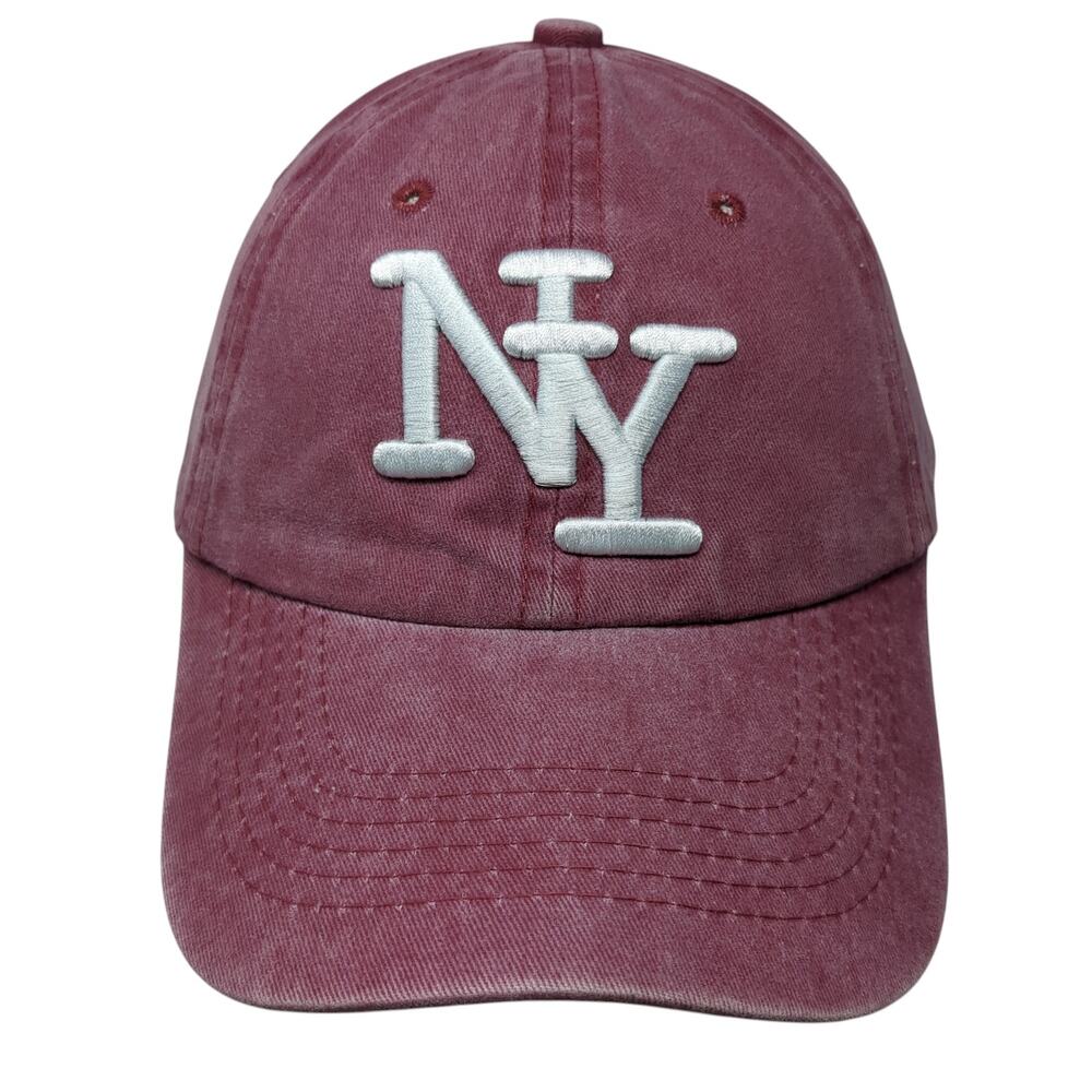 New York Slideback Baseball Cap Red One Size Adjustable Embroidered Tian Tian
